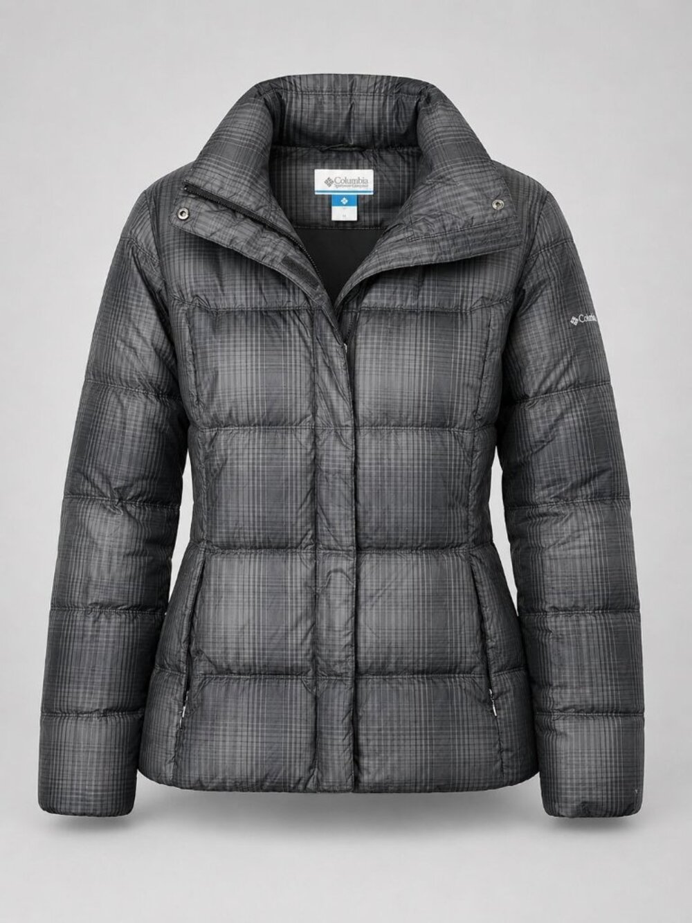 Columbia Womens Large Jacket Black Plaid Omni-Shield Jacket Winter Coat